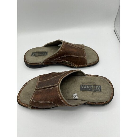 Perry Ellis America Vtg Sandals Slides Brown Men’s Beach Comfort Travel Size 7 - Picture 9 of 11
